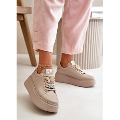 Women's Leather Sneakers - Beige