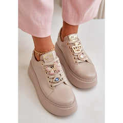 Women's Leather Sneakers - Beige