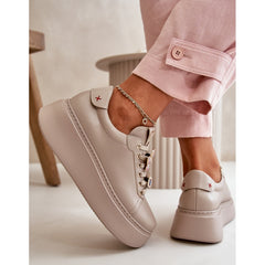 Women's Leather Sneakers - Beige