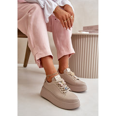 Women's Leather Sneakers - Beige