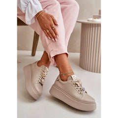 Women's Leather Sneakers - Beige