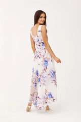 Cocktail Maxi Dress In Beautiful Floral Designs White