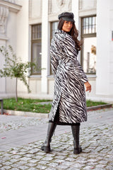 Palermo - μακρύ παλτό με animal print ζώνη - zebra