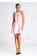 Cocktail Pink Dress With Round Neck