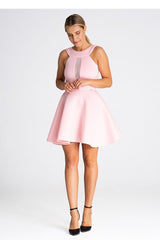 Cocktail Pink Dress With Round Neck