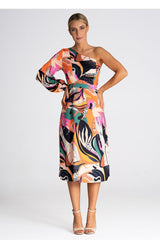 Cocktail Dress With One Shoulder Colorful