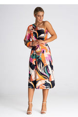 Cocktail Dress With One Shoulder Colorful