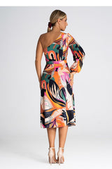 Cocktail Dress With One Shoulder Colorful