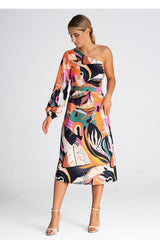 Cocktail Dress With One Shoulder Colorful