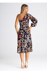 Cocktail Dress With One Shoulder In Floral