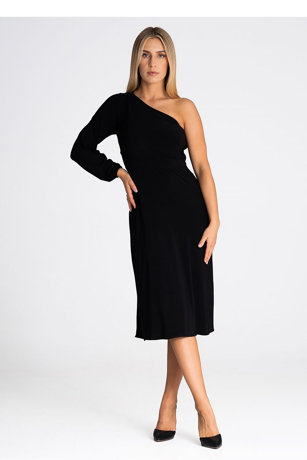 One Shoulder Cocktail Dress In Black