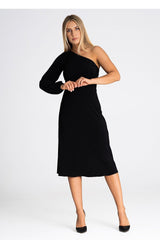 One Shoulder Cocktail Dress In Black