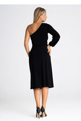 One Shoulder Cocktail Dress In Black