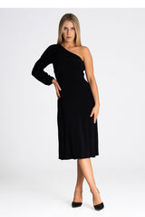 One Shoulder Cocktail Dress In Black