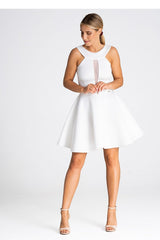 Cocktail White Dress With Round Neck