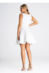 Cocktail White Dress With Round Neck