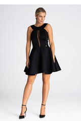 Cocktail Black Dress With Round Neck