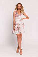 Short white chiffon dress with flowers