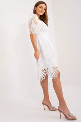 Cocktail Dress With Embroidered Pattern In White