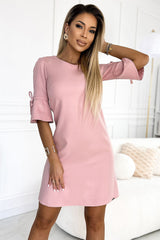 Evening Dress With Puffy Sleeves In Pink With Glitter