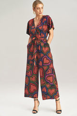 Wide One-piece Dress Sleeve Kimono Hearts Design