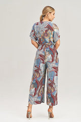 Loose One-piece Dress Sleeve Kimono Pattern Leaves