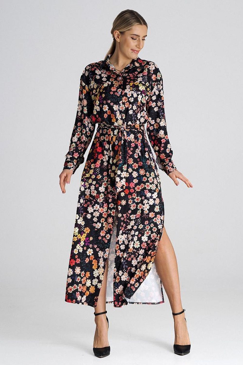 Floral Shirt Dress With Collar