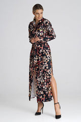 Floral Shirt Dress With Collar