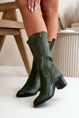 Women's Eco Suede Mid Calf Boots - Green