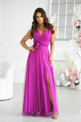 Long Dress With Violet Belt