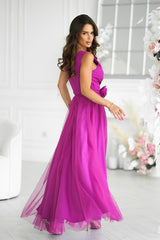 Long Dress With Violet Belt