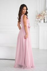 Long Dress With Belt Dirty Pink