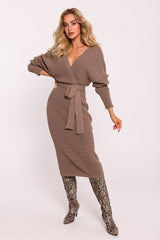 V-Neck Sweater Dress - Cappuccino