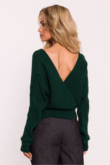 V-Neck Cropped Sweater - Green