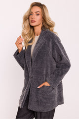 Women's Cropped Teddy Coat - Gray Melange