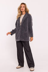 Women's Cropped Teddy Coat - Gray Melange