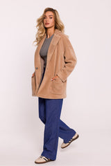 Women's Cropped Teddy Coat - Beige