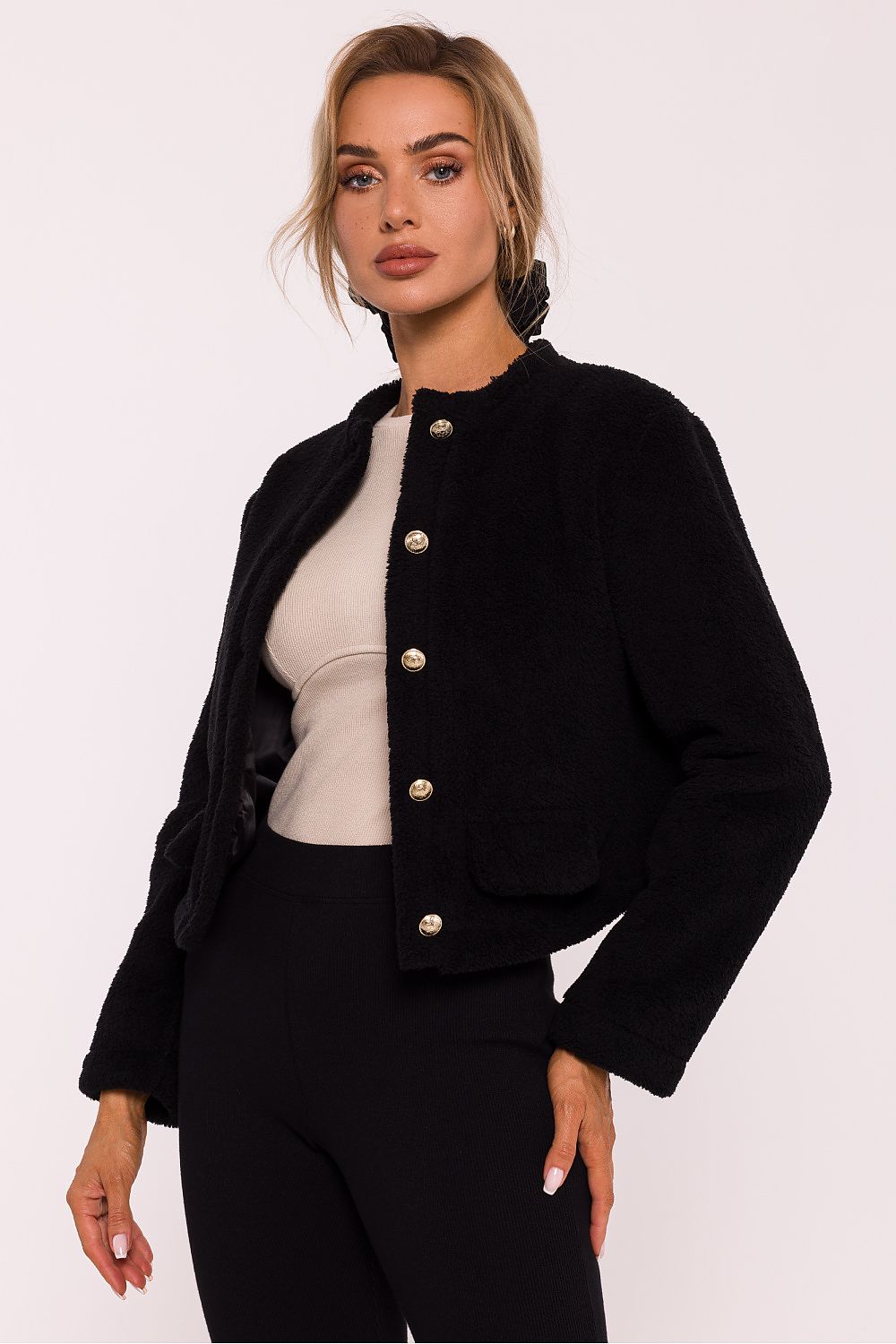 Short Teddy Jacket - Black