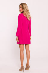 Blazer Dress With Gold Button - Fuchsia