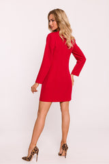 Blazer Dress With Gold Button - Red