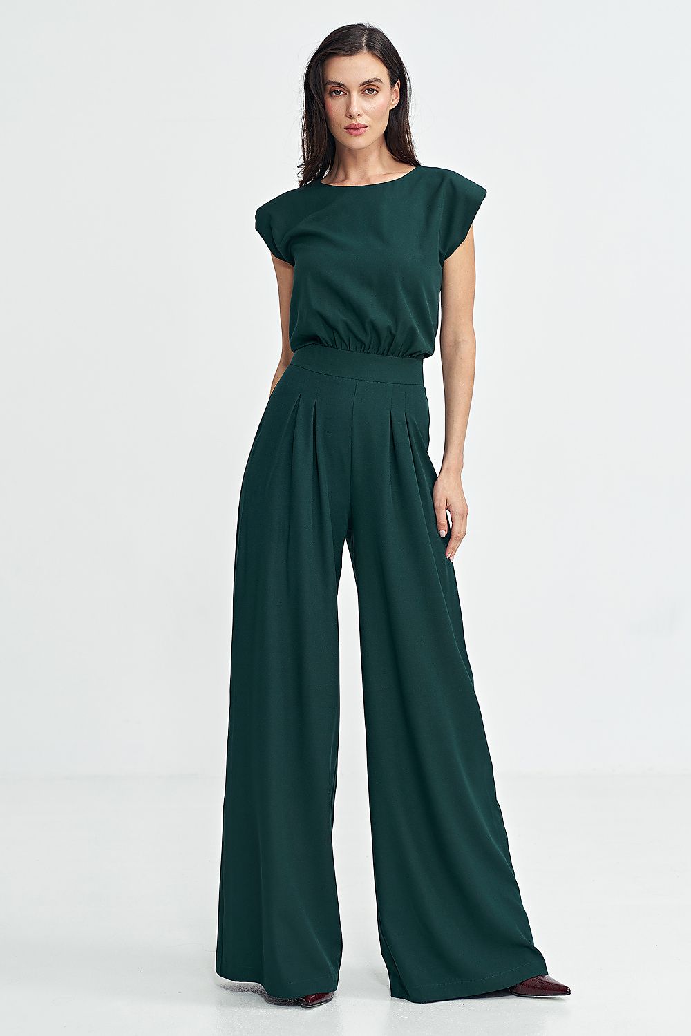 Jumpsuit With Palazzo Pants - Green