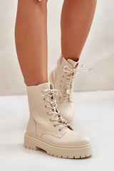 Women's Work Boots With Studs - Beige