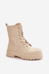 Women's Work Boots With Studs - Beige