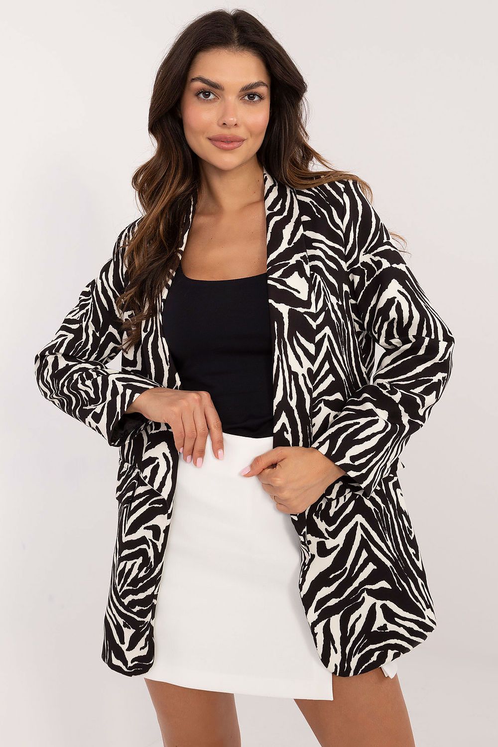 Impressive Animal Print Zebra Jacket - One Size