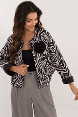 Animal Print Zebra Quilted Jacket - Ecru One Size