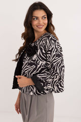 Animal Print Zebra Quilted Jacket - Ecru One Size