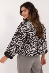 Animal Print Zebra Quilted Jacket - Ecru One Size