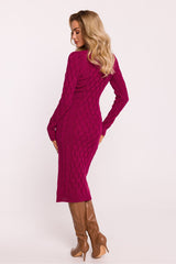 V-Neck Knitted Dress - Pink