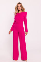 Impressive Full Body Suit With Statement Shoulders - Fuchsia