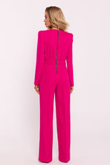 Impressive Full Body Suit With Statement Shoulders - Fuchsia